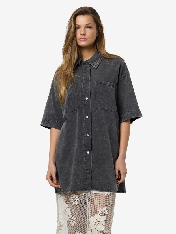 Product VESTIDO CAMISERO DENIM ACID WASH OREGON-Black Detail:WASHED - Image 1