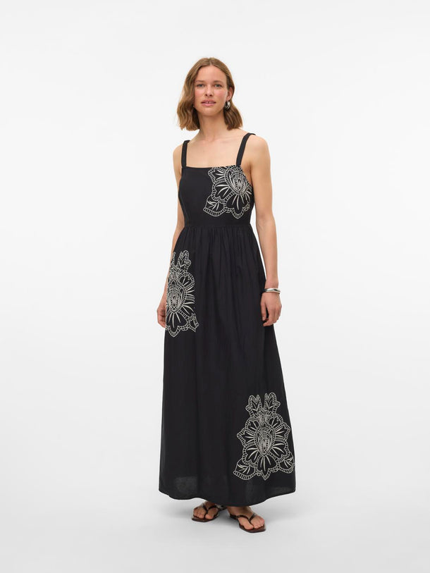 Product VESTIDO MAXI CINDY-Black Detail:Oatmeal crochet - Image 2