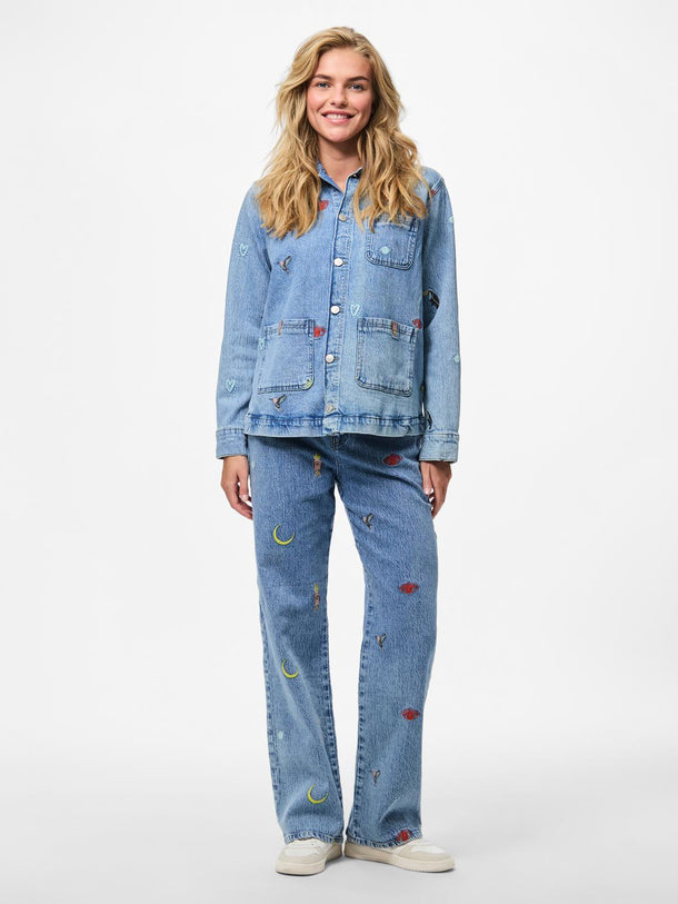 Product CHAQUETA DE DENIM CON DISEÑO BORDADO JIDI-Medium Blue Denim - Image 2