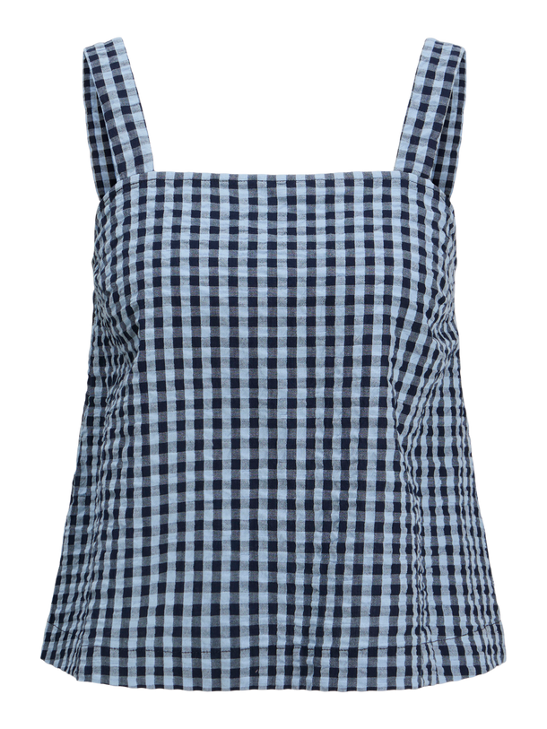 Product TOP CON ESCOTE CUADRADO PETRA-Skyway Checks:Peacoat - Image 1