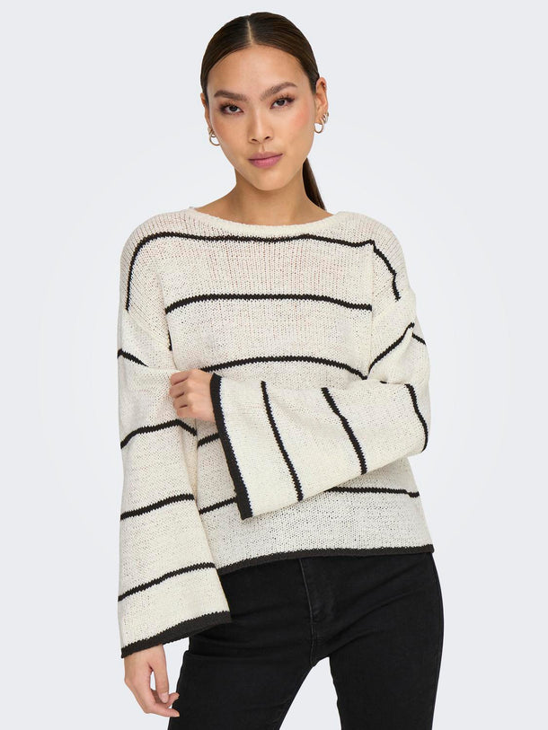 Product SWEATER GEENA - Cloud Dancer Stripes:BLACK - Image 6