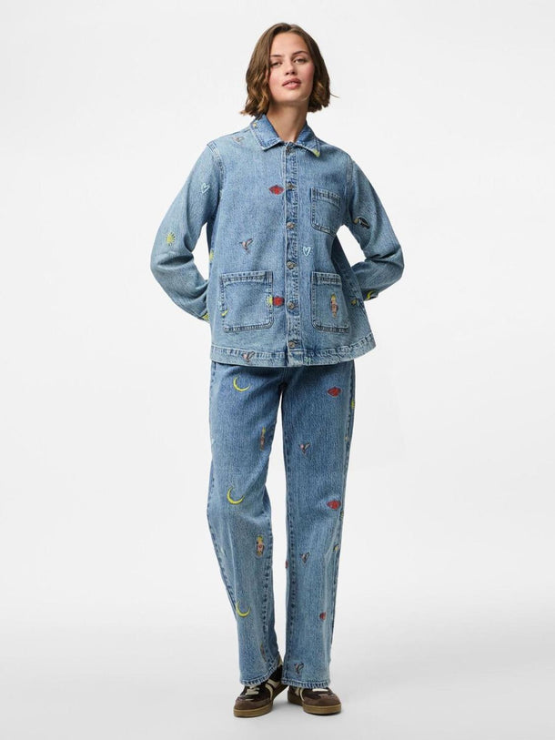 Product JEAN STRAIGHT TIRO ALTO DISEÑO BORDADO JIDI-Medium Blue Denim - Image 6