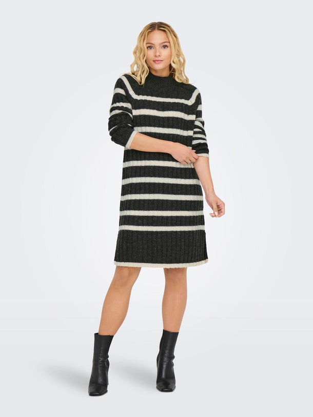 Product VESTIDO MILEY - Dark Grey Melange Stripes:BIRCH - Image 1