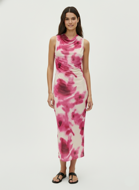 VESTIDO MAXI ESTAMPADO PARIS-Cloud Dancer AOP:Sunne flowers