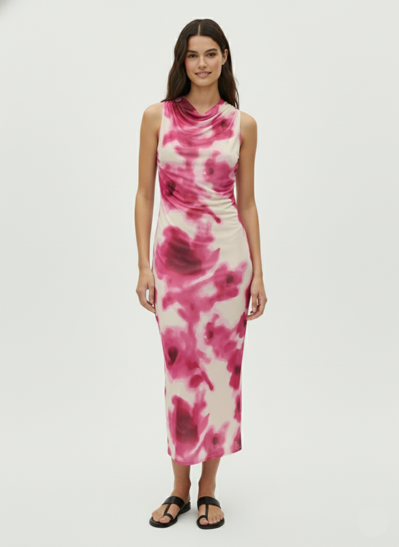 VESTIDO MAXI ESTAMPADO PARIS-Cloud Dancer AOP:Sunne flowers