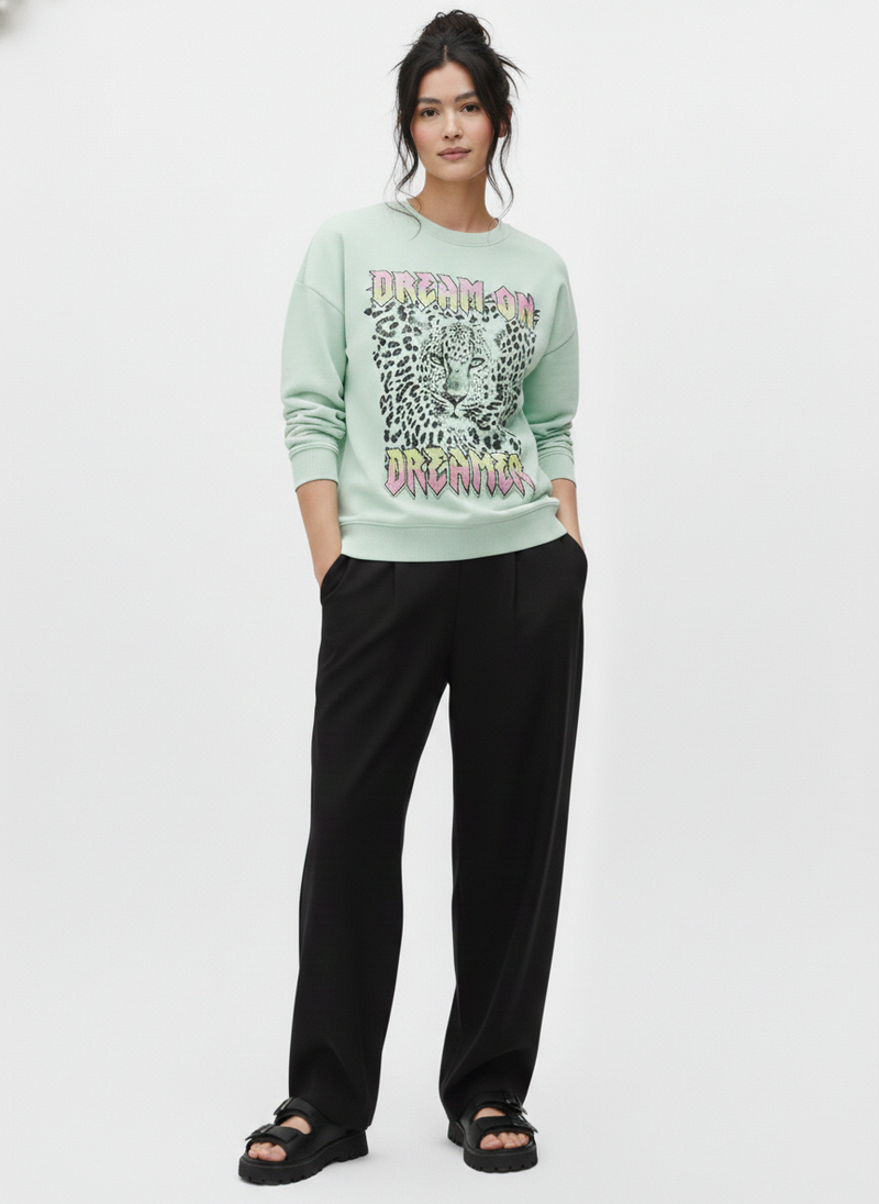 POLERÓN OVERSIZE ESTAMPADO INDA-Birds Egg Green Print:Electric dreamer