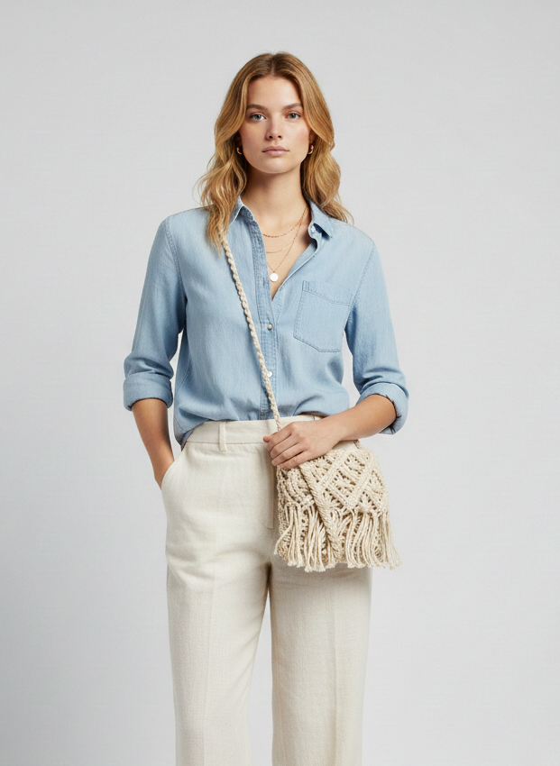 CARTERA BANDOLERA CROCHET ANA - Sandshell