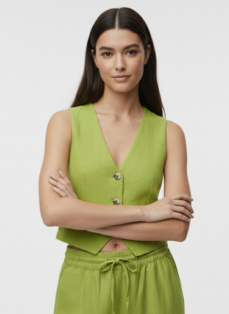 CHALECO SASTRERO LINO SAY-Lima Bean Green