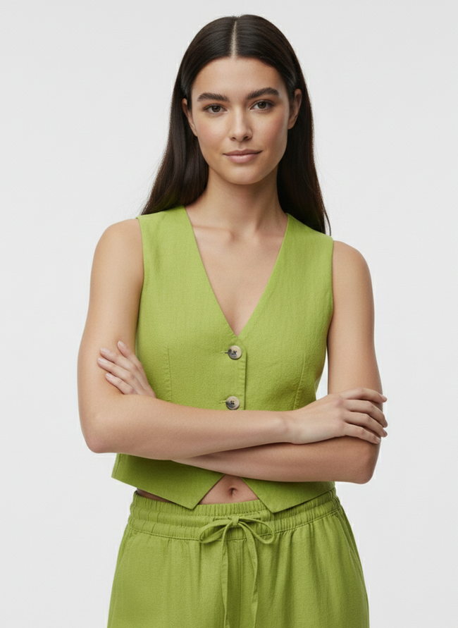 CHALECO SASTRERO LINO SAY-Lima Bean Green