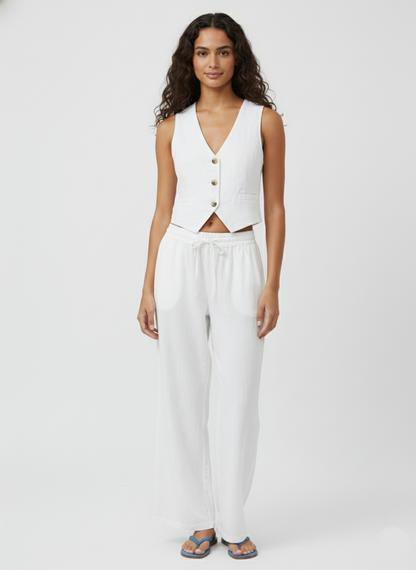 PANTALÓN WIDE LINO SAY - Bright White