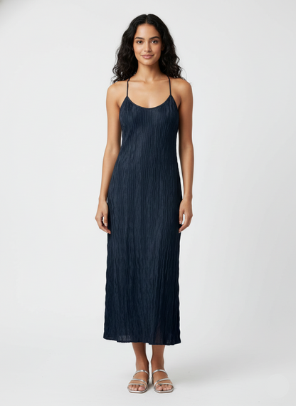 VESTIDO LARGO CON BRETELES AJUSTABLES BEA-Navy Blazer