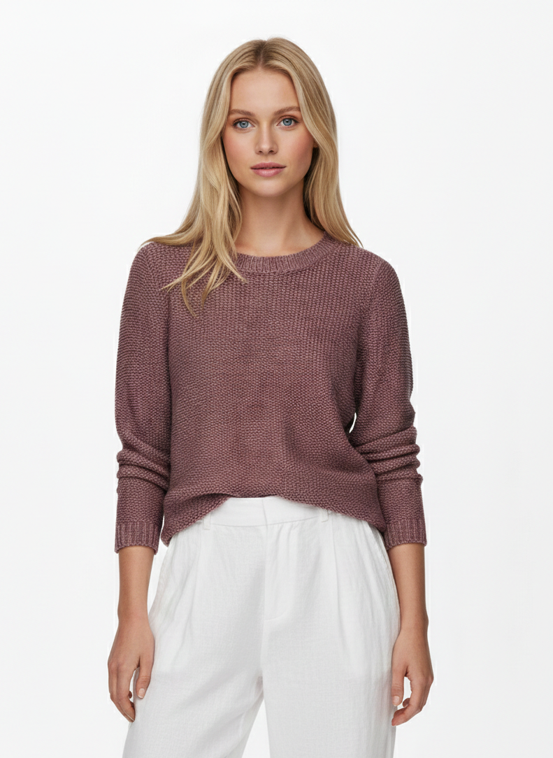 SWEATER TEJIDO CUELLO REDONDO GEENA-Rose Brown