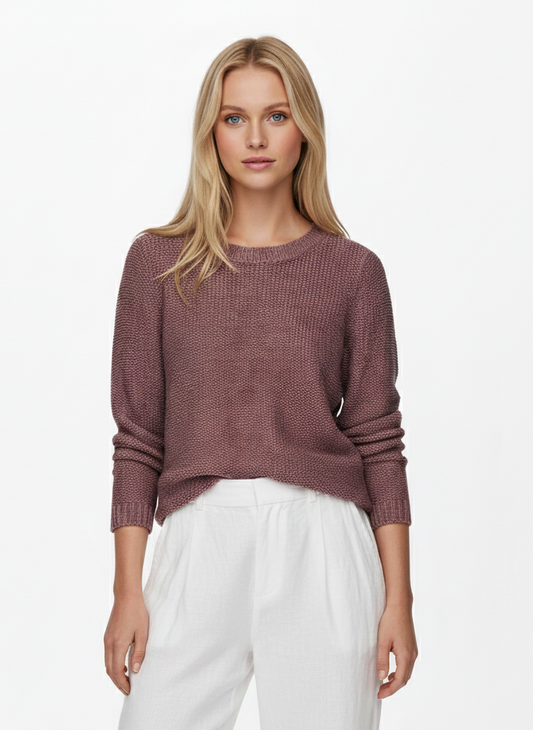 SWEATER TEJIDO CUELLO REDONDO GEENA-Rose Brown
