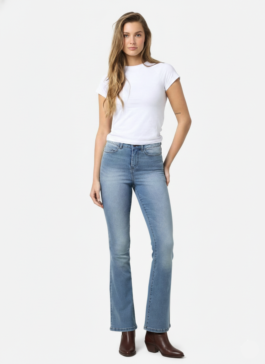 JEAN FLARE TIRO ALTO SALLIE - Light Blue Denim