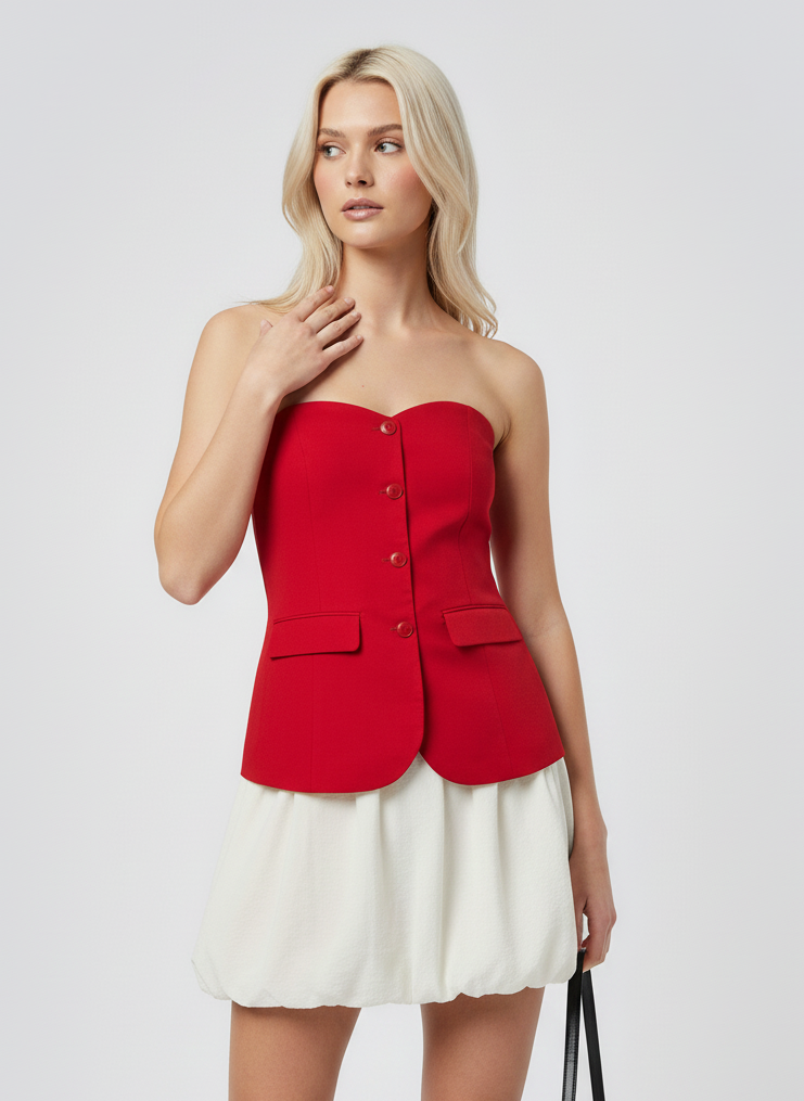 TOP SASTRERO BANDEAU ODETTE-High Risk Red