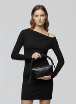 BOLSO BANDOLERA CON FLECOS EFECTO CUERO THERISA - Black Detail:SILVER TRIM
