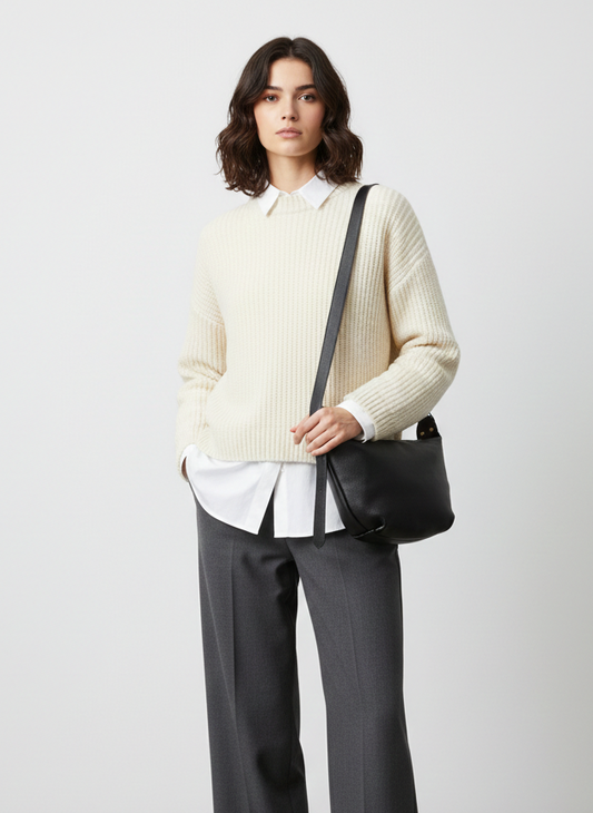 CARTERA DE HOMBRO EFECTO CUERO ANIA-Black