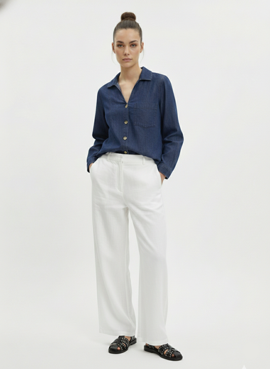 CAMISA DENIM CASSIDY-Medium Blue Denim