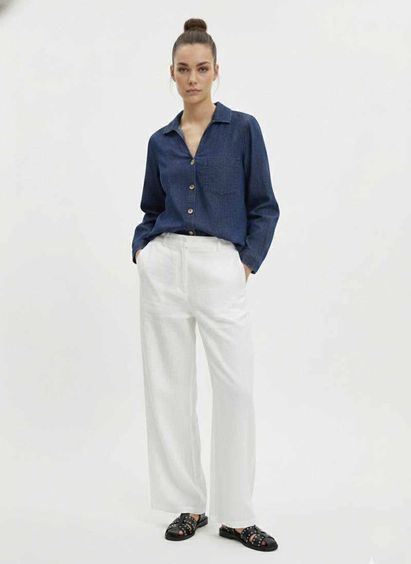 CAMISA DENIM CASSIDY-Medium Blue Denim