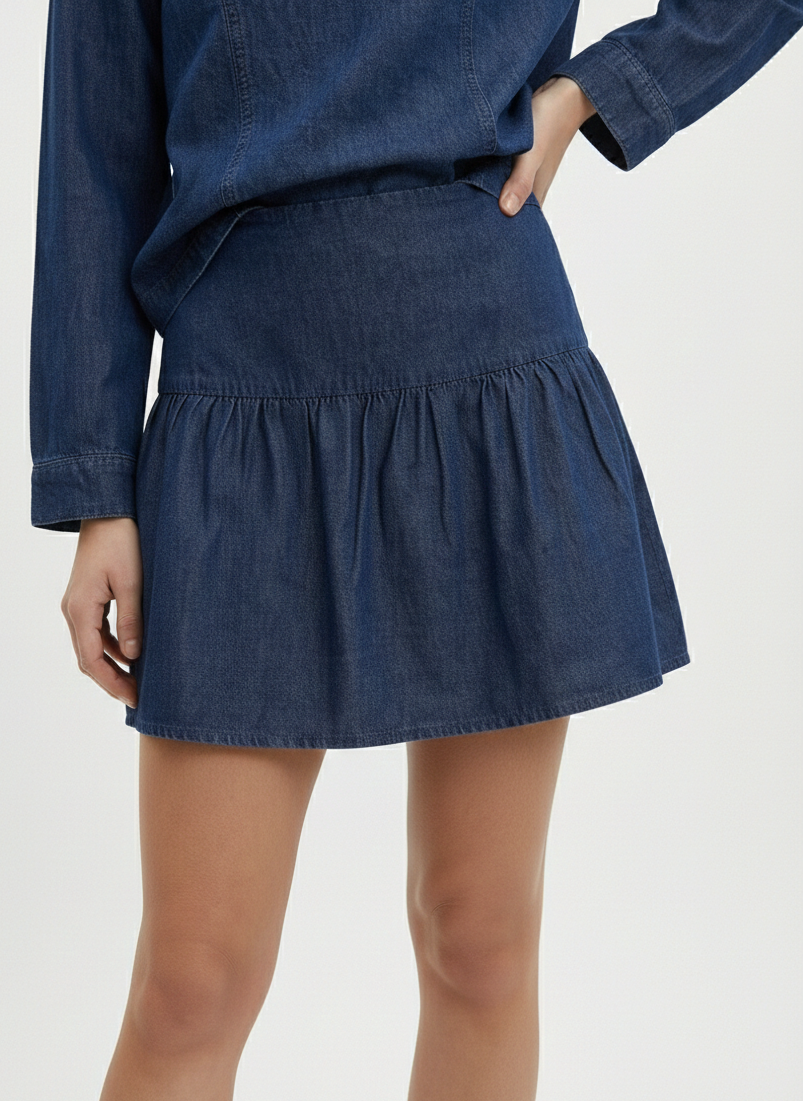 MINI FALDA DENIM CASSIDY-Medium Blue Denim