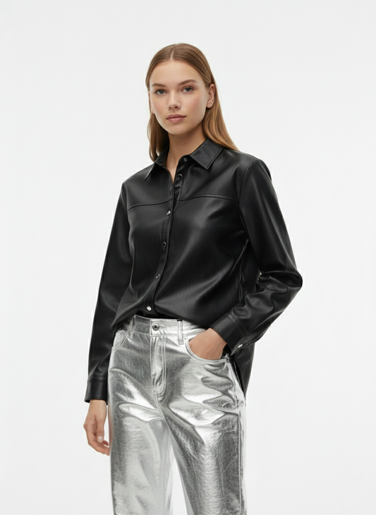 CAMISA EFECTO CUERO HAILEY - Black