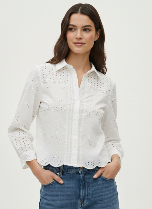 Product CAMISA POPELÍN BORDADA SURI - Cloud Dancer - Image 1