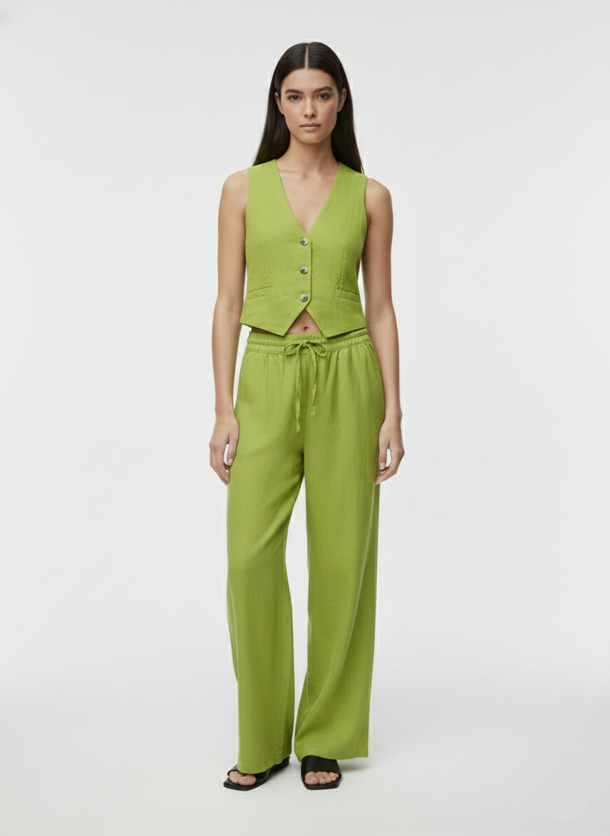 Product PANTALÓN WIDE LINO SAY-Lima Bean Green - Image 1