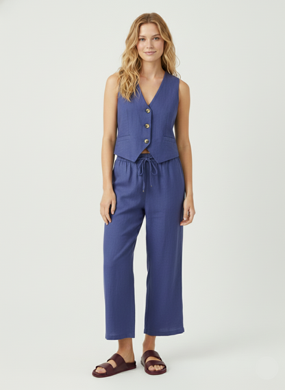 PANTALÓN WIDE LINO SAY-NAVY BLUE