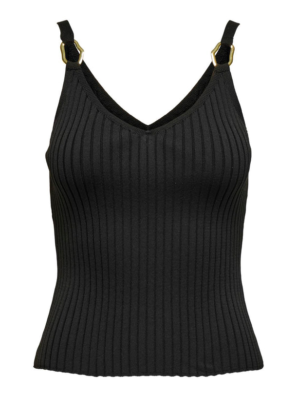 Product TOP ACANALADO CON HEBILLA METÁLICA THELMA-Black Detail:GOLD - Image 4