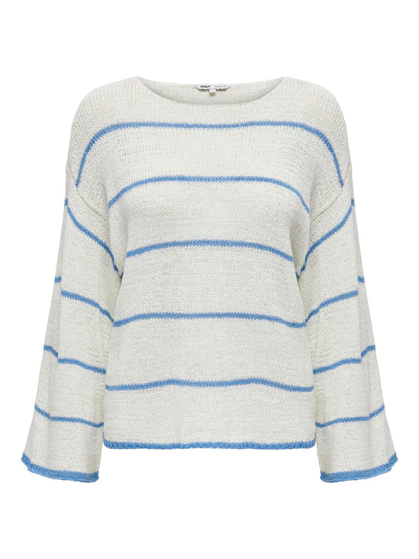 Product SWEATER GEENA - Cloud Dancer Stripes:Azure Blue - Image 2