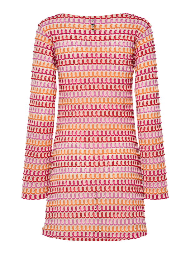Product VESTIDO MINI DE CROCHET ANNI-Cloud Cream Pattern:PINK-ORANGE-RED - Image 2