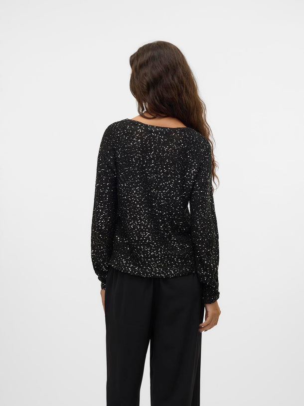 Product SWEATER LEILANI - Black Detail:W. SILVER SEQUINS - Image 3