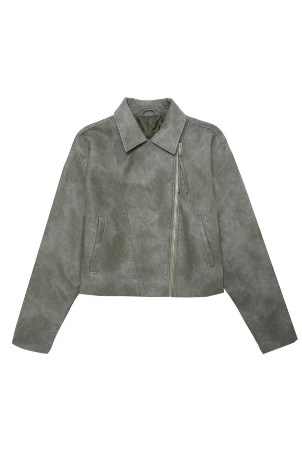 Product CHAQUETA BIKER EFECTO DESGASTADO BMK-Green Tint - Image 4