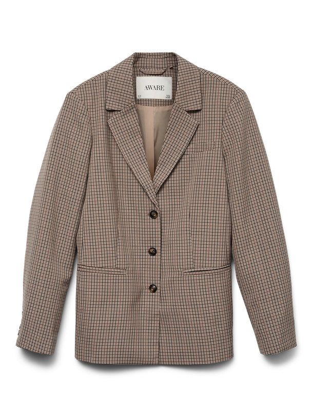 Product BLAZER REGULAR SIMMA-Beaver Fur Checks:BLACK AND ROOT BEER - Image 4