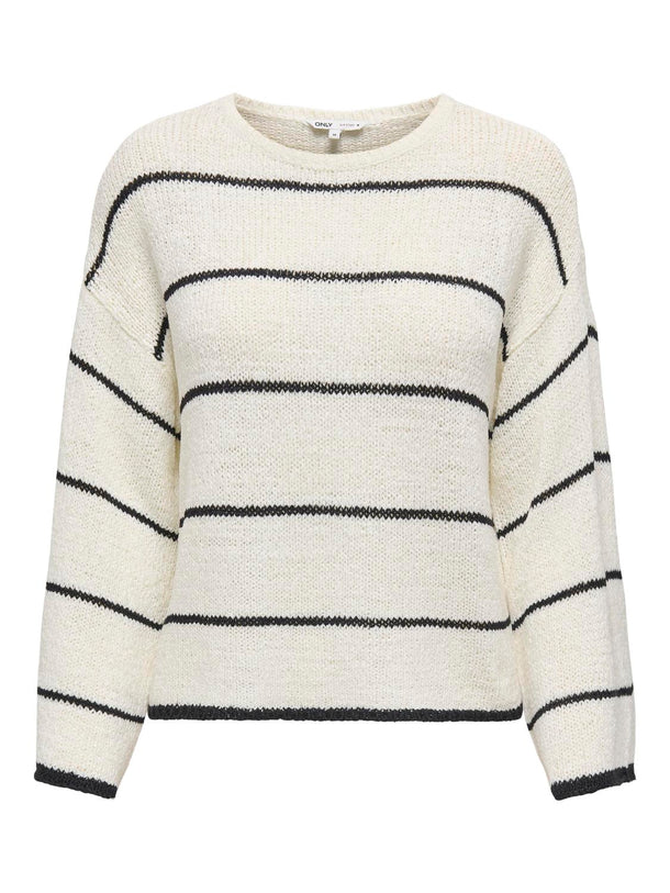 Product SWEATER GEENA - Cloud Dancer Stripes:BLACK - Image 4