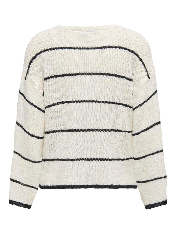 Product SWEATER GEENA - Cloud Dancer Stripes:BLACK - Image 5