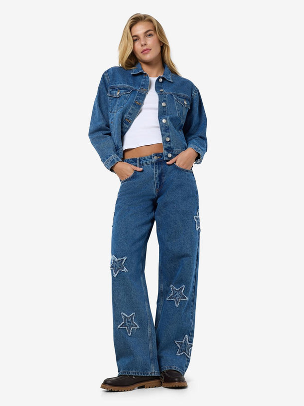 Product JEAN WIDE TIRO ALTO ESTRELLAS LONEL-Medium Blue Denim - Image 7