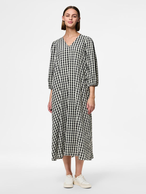 Product VESTIDO DUJA - Black Checks:CLOUD DANCER - Image 2