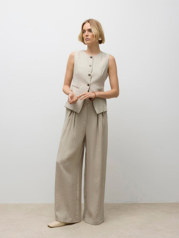 Product PANTALÓN SASTRERO RELAXED TIRO ALTO SIGA-Abbey Stone - Image 2