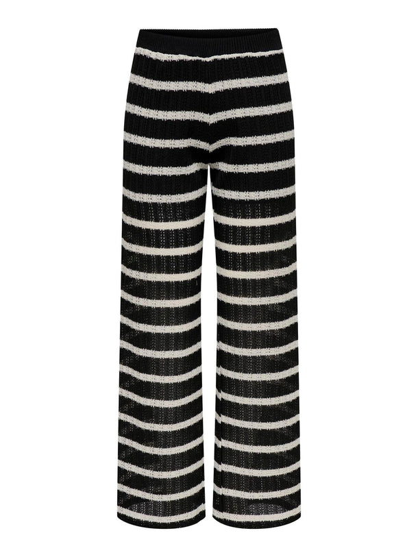Product PANTALÓN RECTO TEJIDO ALI-Black Stripes:CLOUD DANCER - Image 1