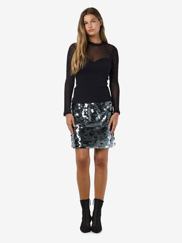 Product TOP MAYA - Black Detail:STUD MESH W. STONES - Image 3