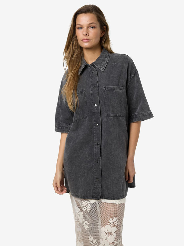 Product VESTIDO CAMISERO DENIM ACID WASH OREGON-Black Detail:WASHED - Image 6