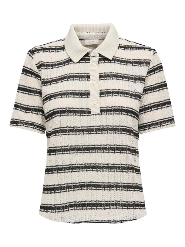 Product POLO TEJIDO ALI-Cloud Dancer Stripes:DOUBLE BLACK - Image 1