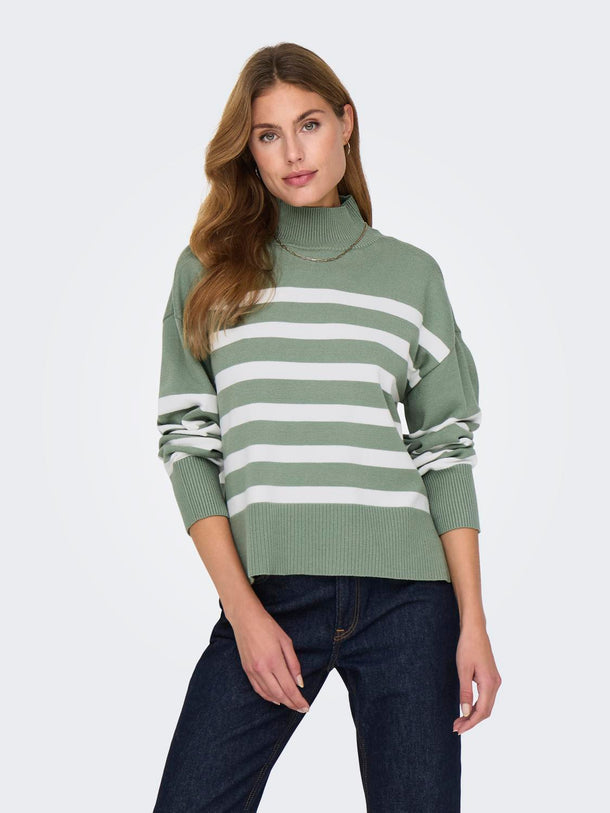 Product SWEATER BARIA - Hedge Green Stripes:Cloud Dancer - Image 2