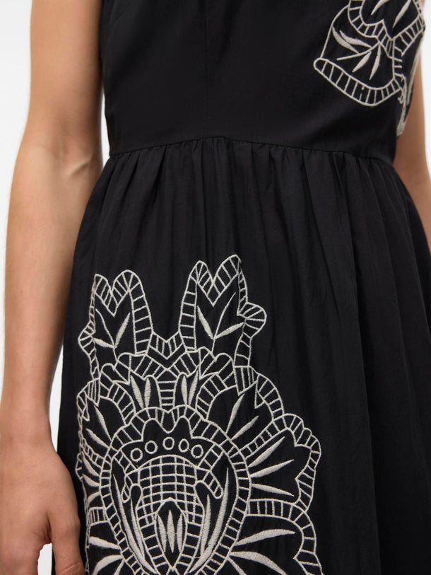 Product VESTIDO MAXI CINDY-Black Detail:Oatmeal crochet - Image 4