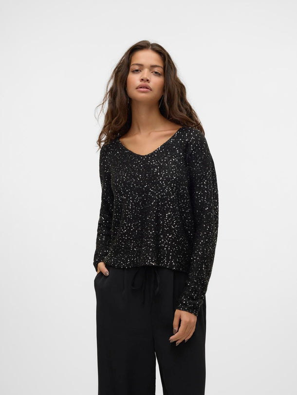 Product SWEATER LEILANI - Black Detail:W. SILVER SEQUINS - Image 1