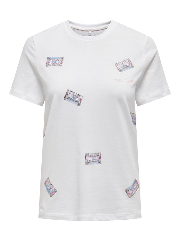Product POLERA ESTAMPADA KITA-Bright White Print:MIXTAPE - Image 1