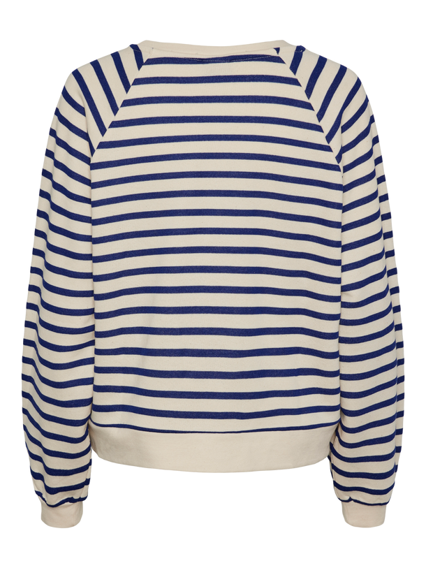 Product SWEATER GRETA - Cloud Dancer Stripes:bellwether blue -red heart - Image 2