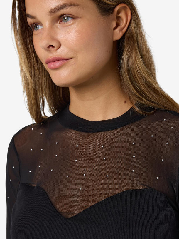 Product TOP MAYA - Black Detail:STUD MESH W. STONES - Image 5