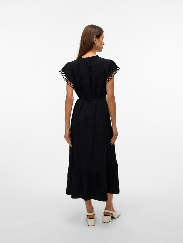 Product VESTIDO MIDI MANGAS CALADAS FLAVIA-Black - Image 3